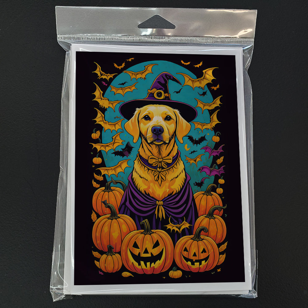 Yellow Labrador Retriever Witchy Halloween Greeting Cards Pack of 8