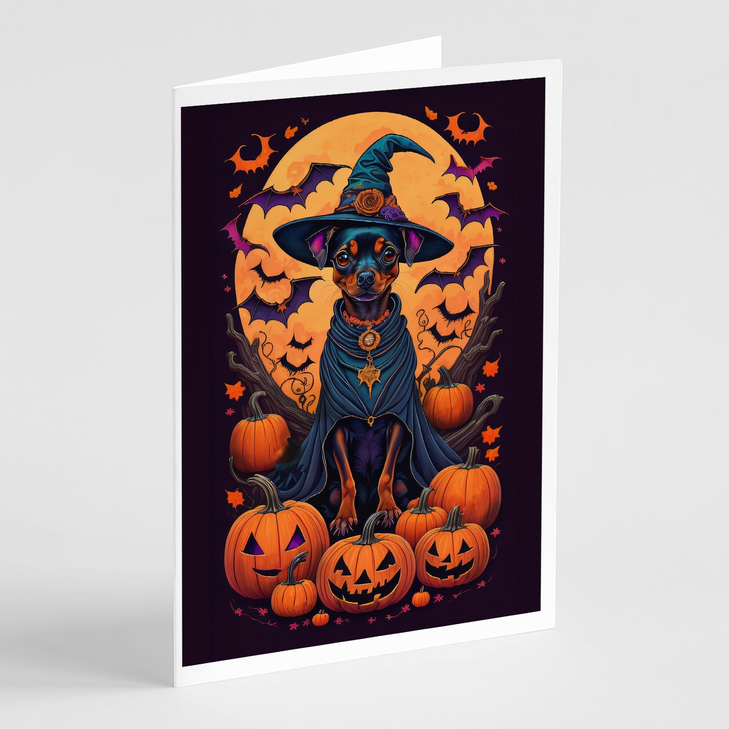 Buy this Miniature Pinscher Witchy Halloween Greeting Cards Pack of 8