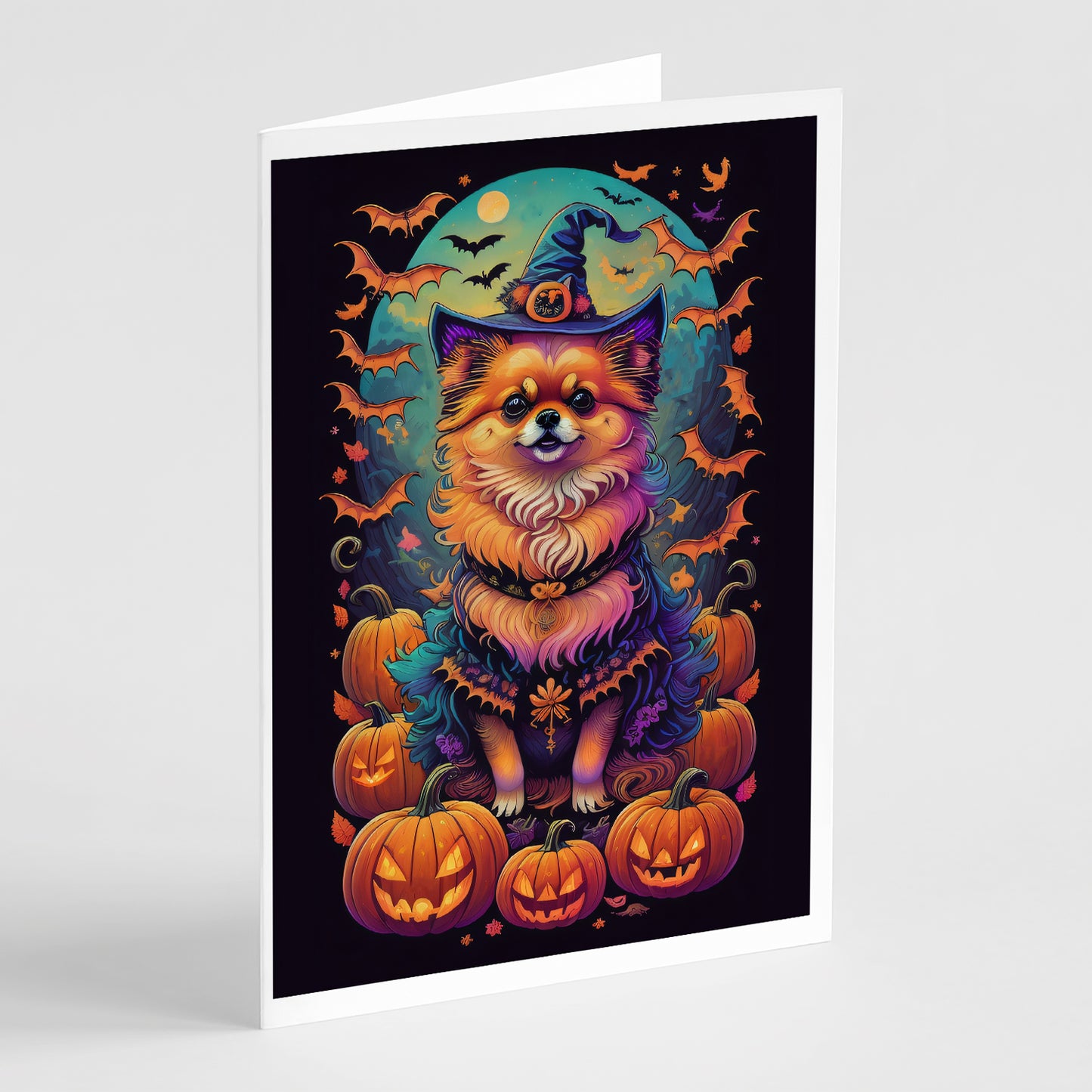 Buy this Pomeranian Witchy Halloween Greeting Cards Pack of 8