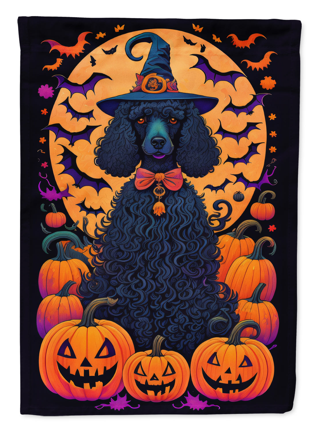 Buy this Black Standard Poodle Witchy Halloween House Flag