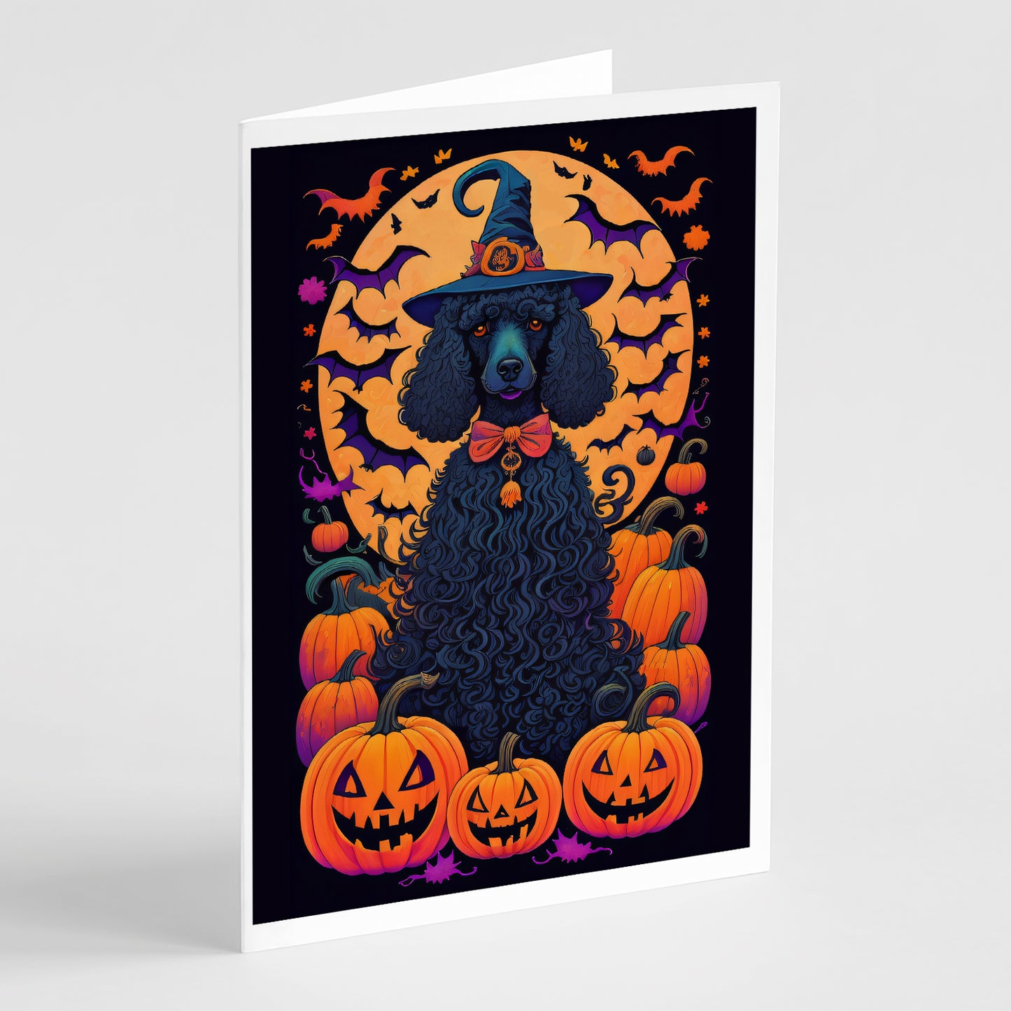 Buy this Black Standard Poodle Witchy Halloween Greeting Cards Pack of 8