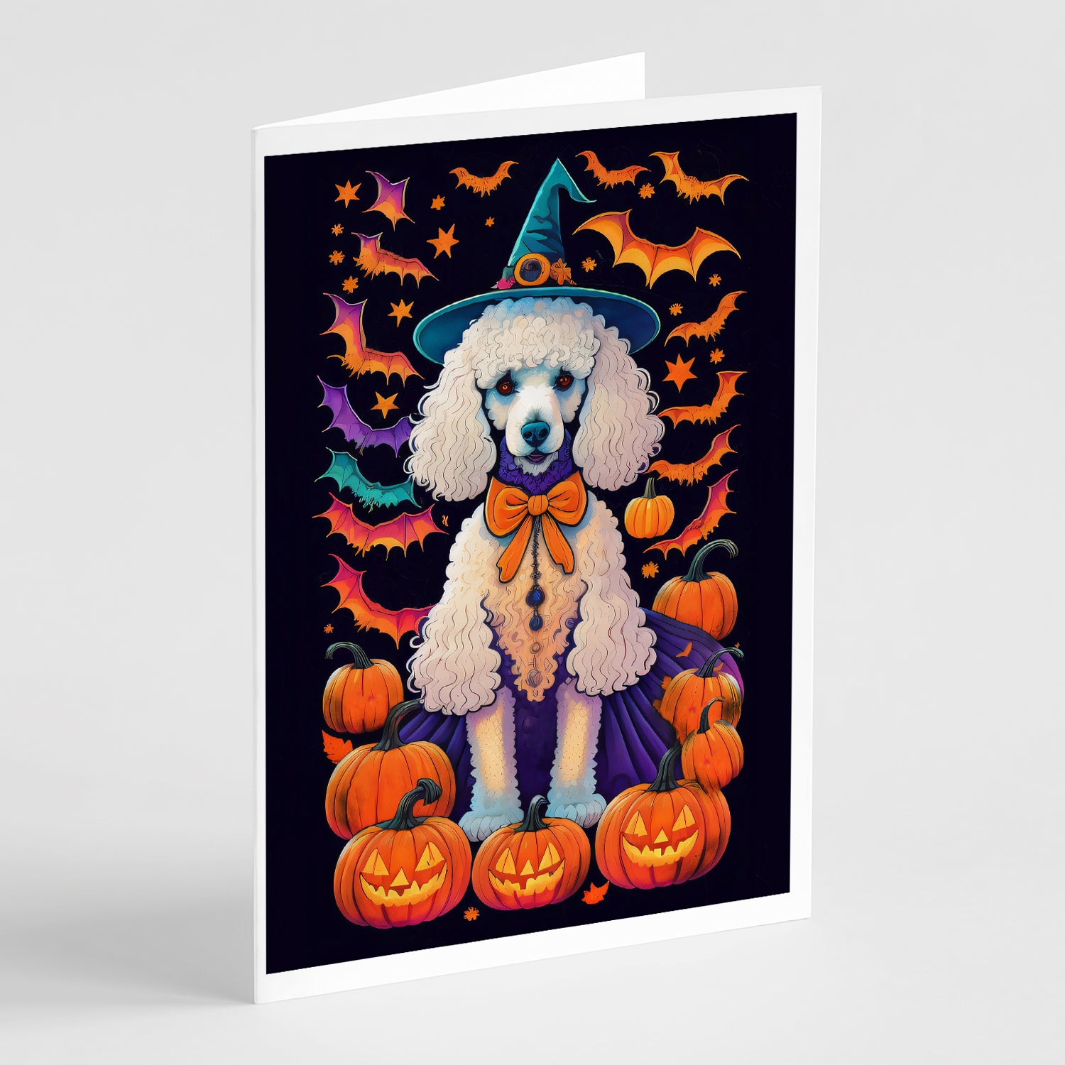 Buy this White Standard Poodle Witchy Halloween Greeting Cards Pack of 8