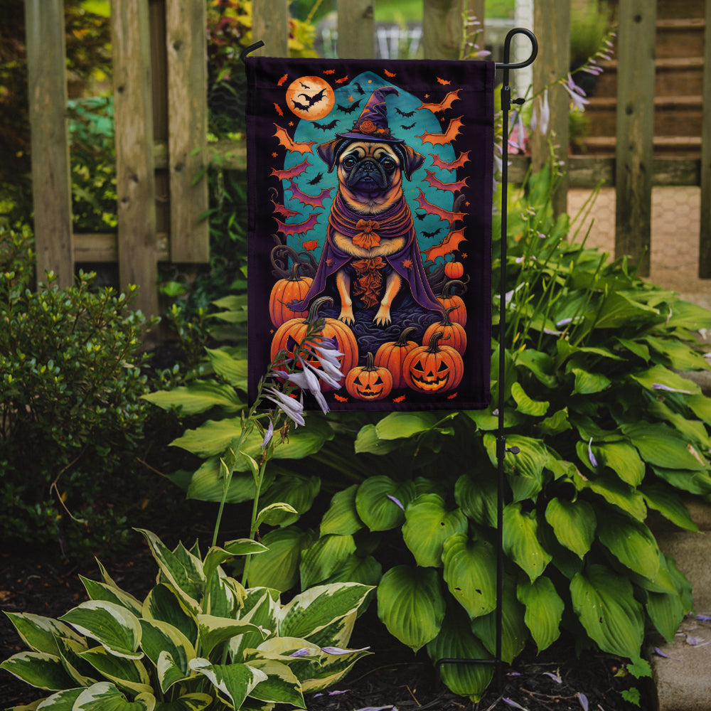 Pug Witchy Halloween Garden Flag