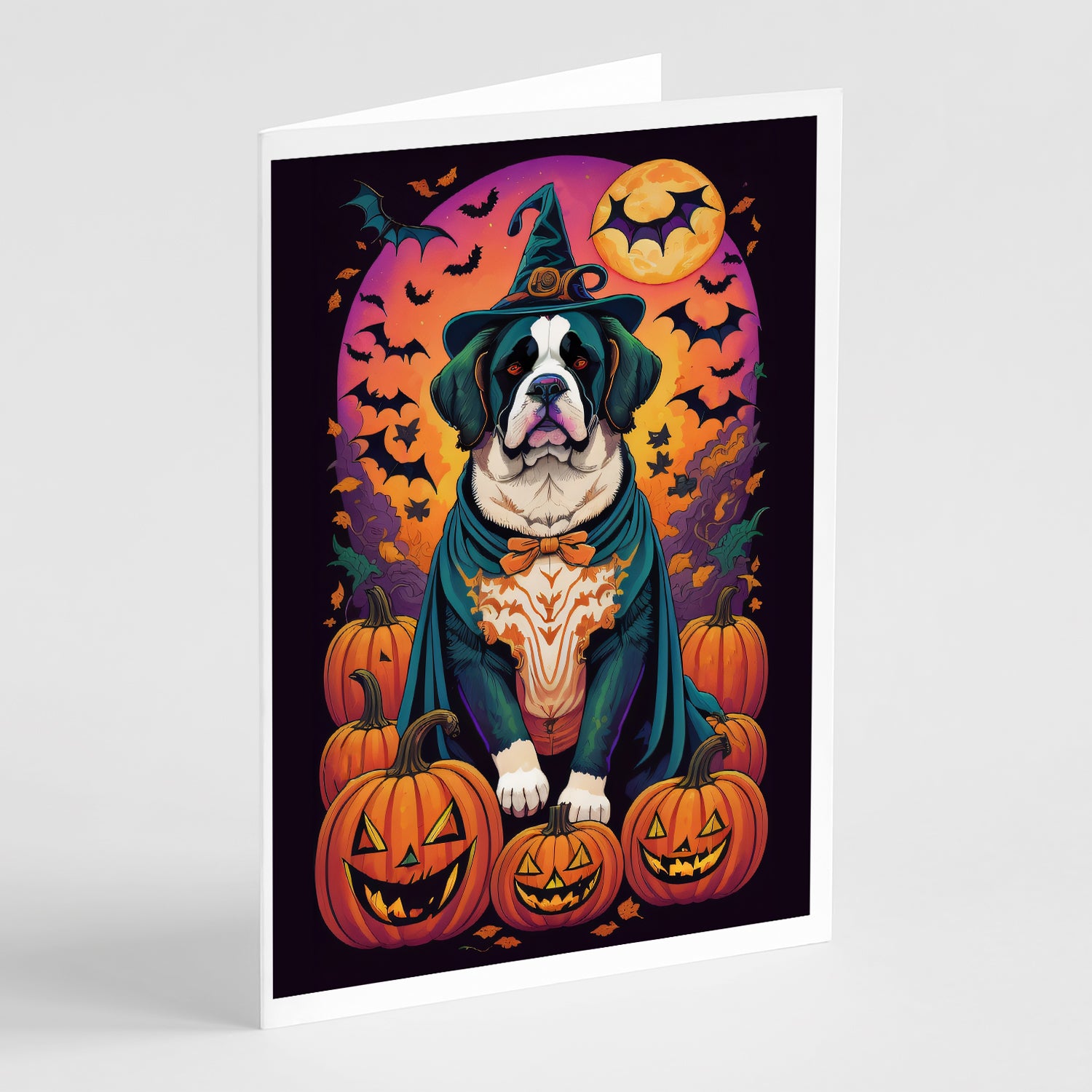 Buy this Saint Bernard Witchy Halloween Greeting Cards Pack of 8