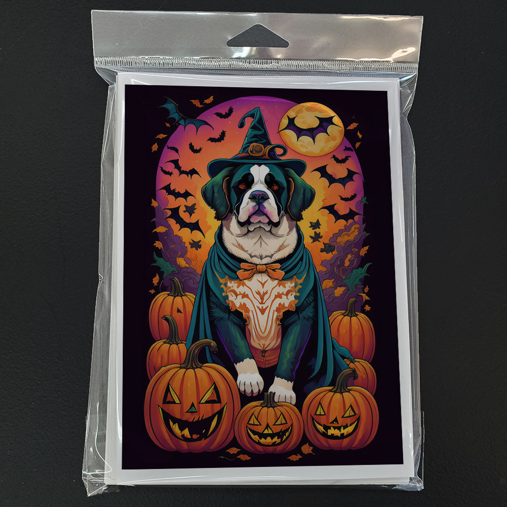 Saint Bernard Witchy Halloween Greeting Cards Pack of 8