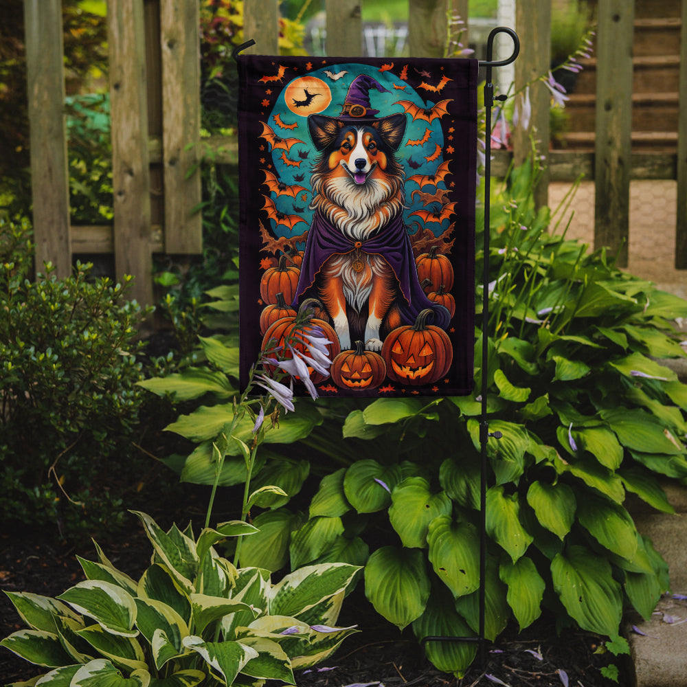 Sheltie Witchy Halloween Garden Flag