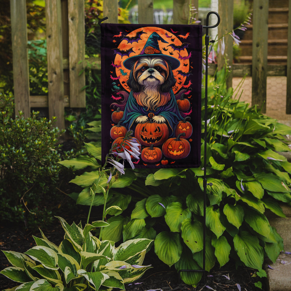 Shih Tzu Witchy Halloween Garden Flag