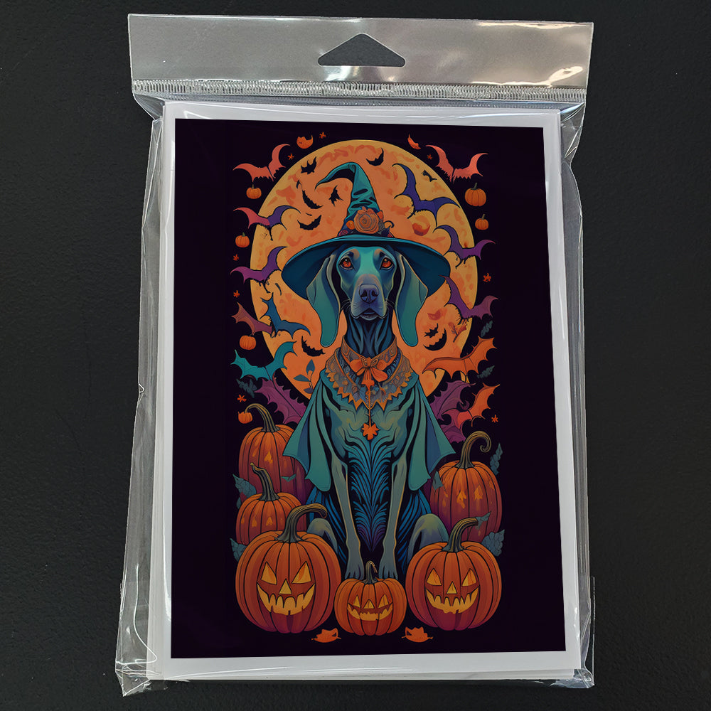 Weimaraner Witchy Halloween Greeting Cards Pack of 8