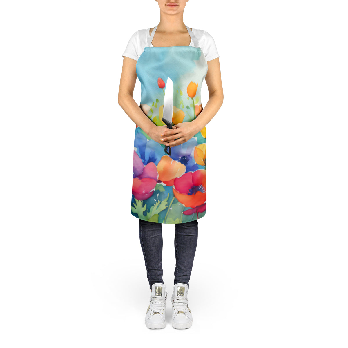 Anemones in Watercolor Apron