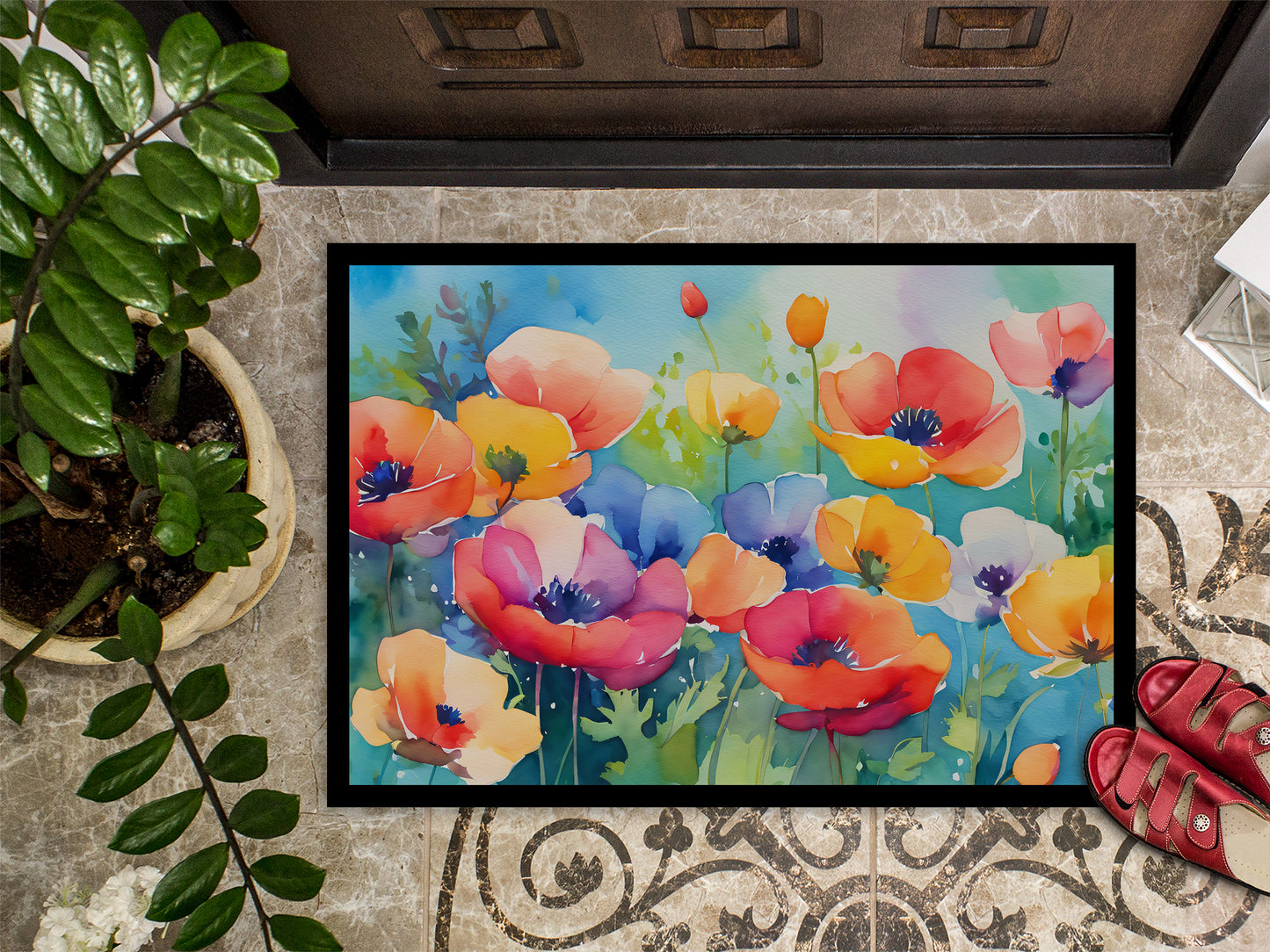 Anemones in Watercolor Doormat