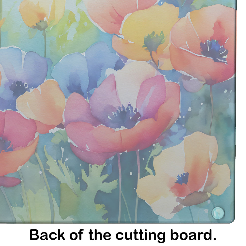 Anemones in Watercolor Glass Cutting Board