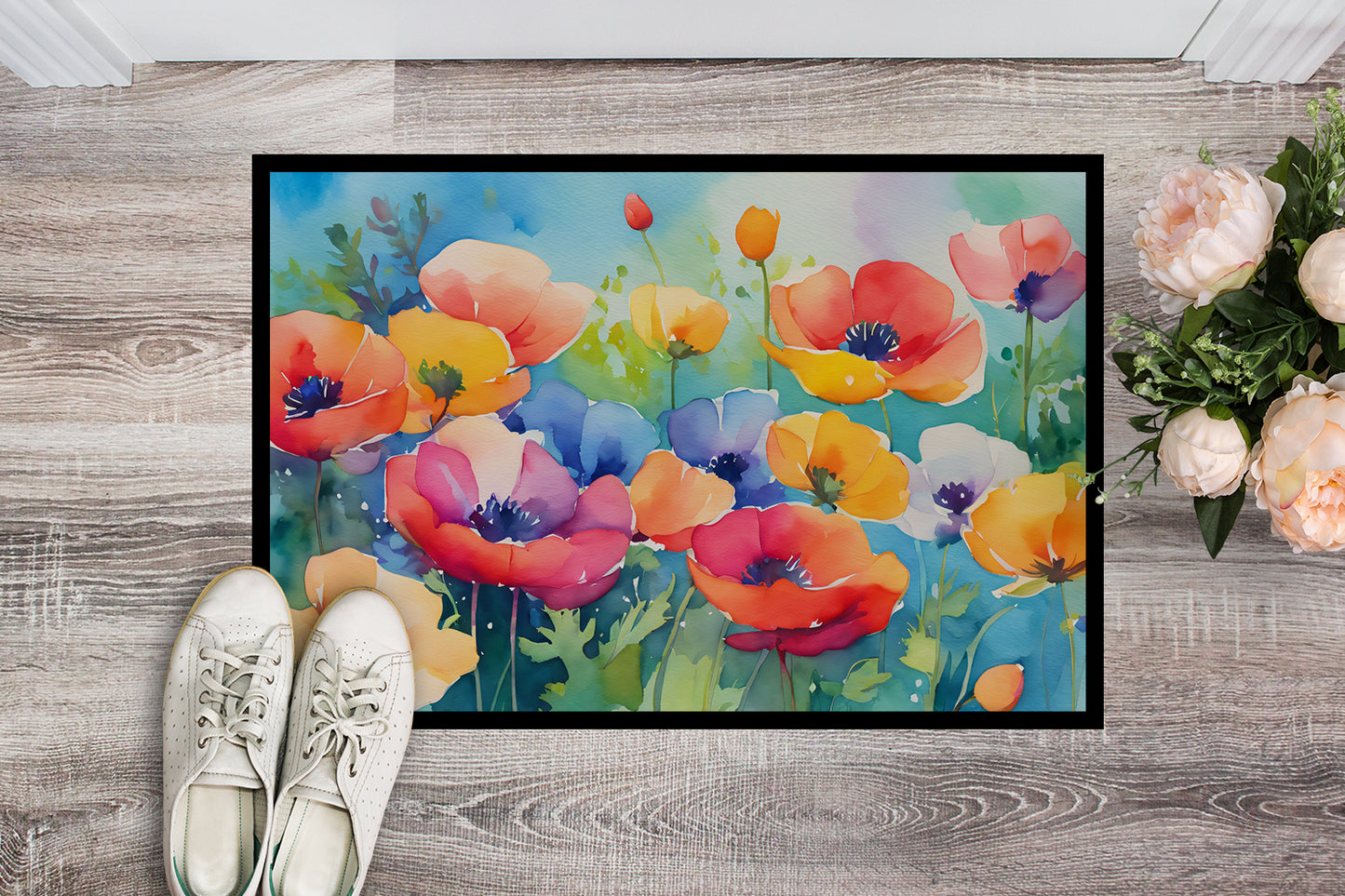 Anemones in Watercolor Doormat