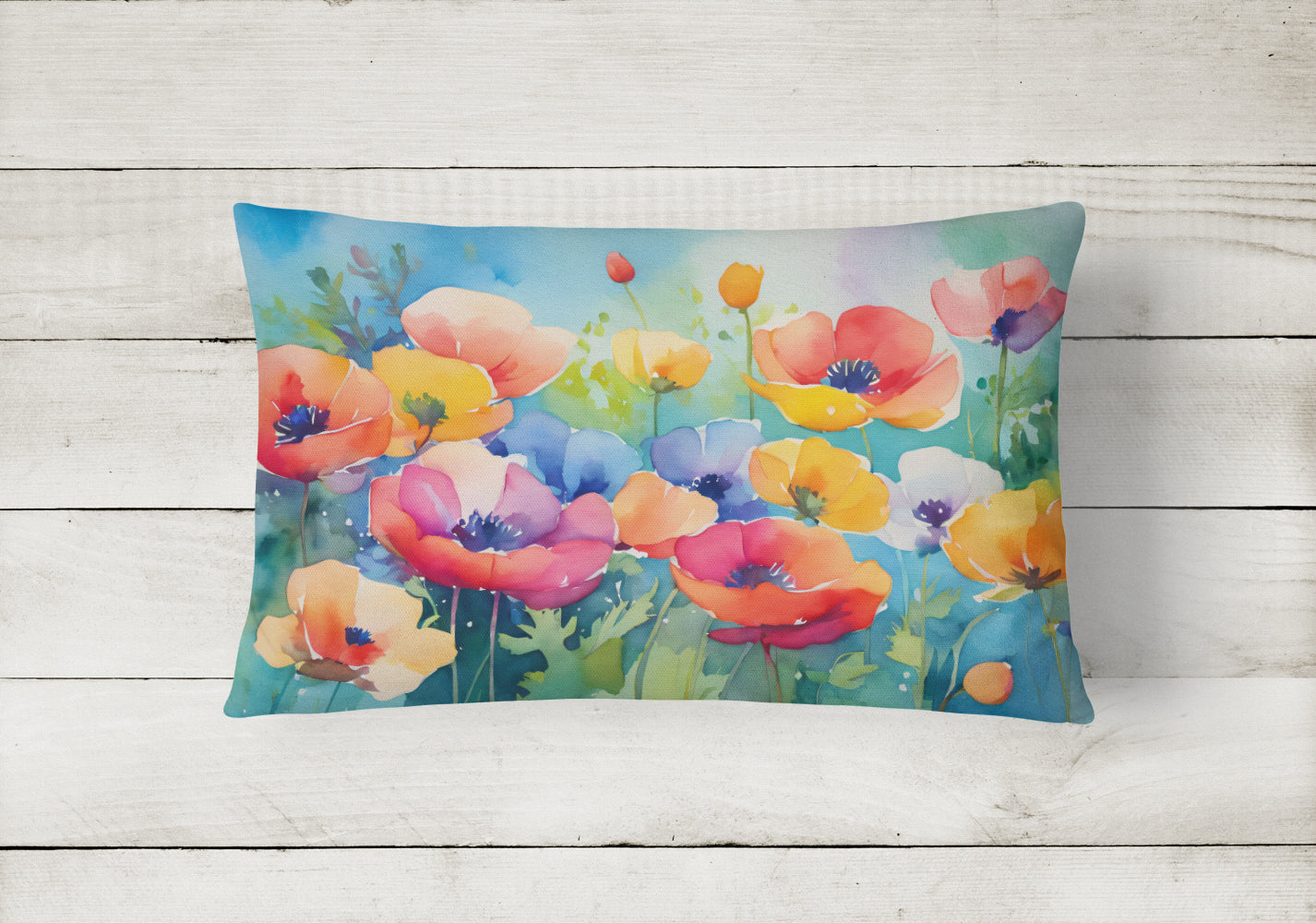 Anemones in Watercolor Throw Pillow