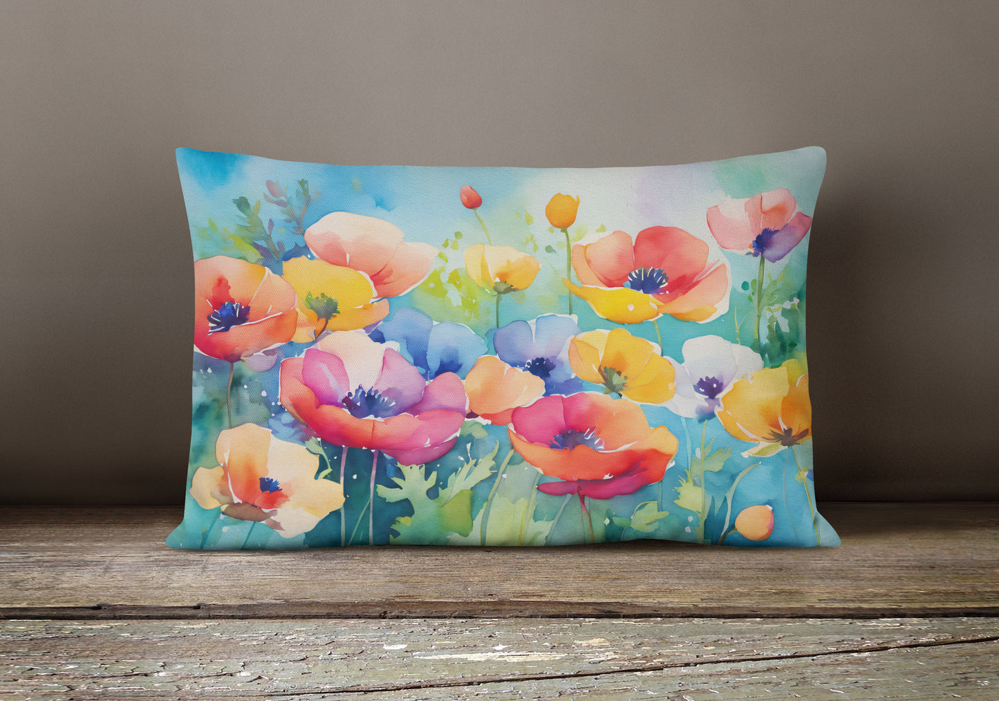 Anemones in Watercolor Throw Pillow