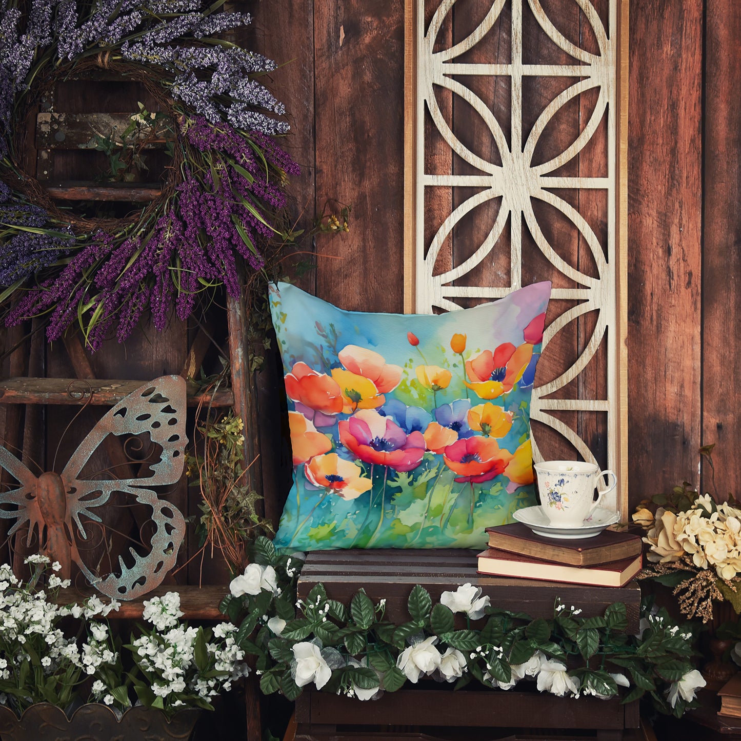 Anemones in Watercolor Throw Pillow