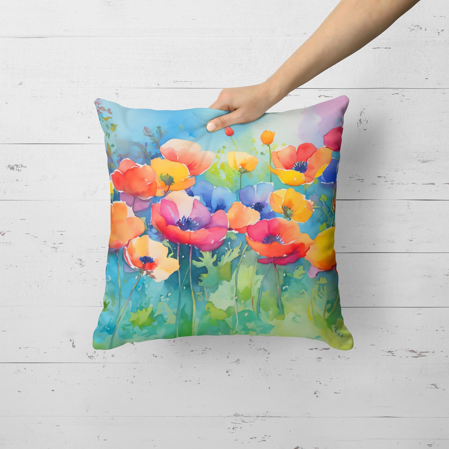 Anemones in Watercolor Throw Pillow