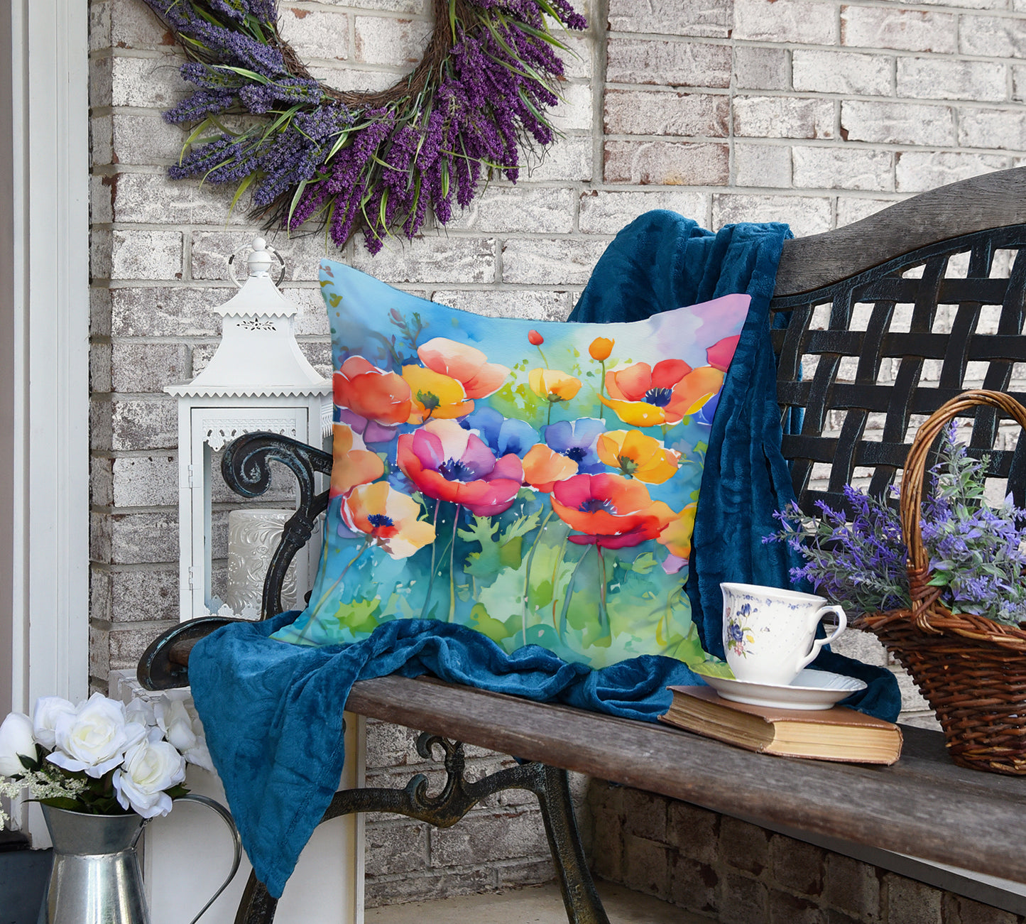 Anemones in Watercolor Throw Pillow