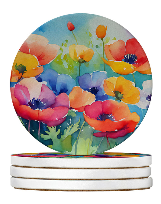 Buy this Anemones in Watercolor Large Sandstone Coasters Pack of 4