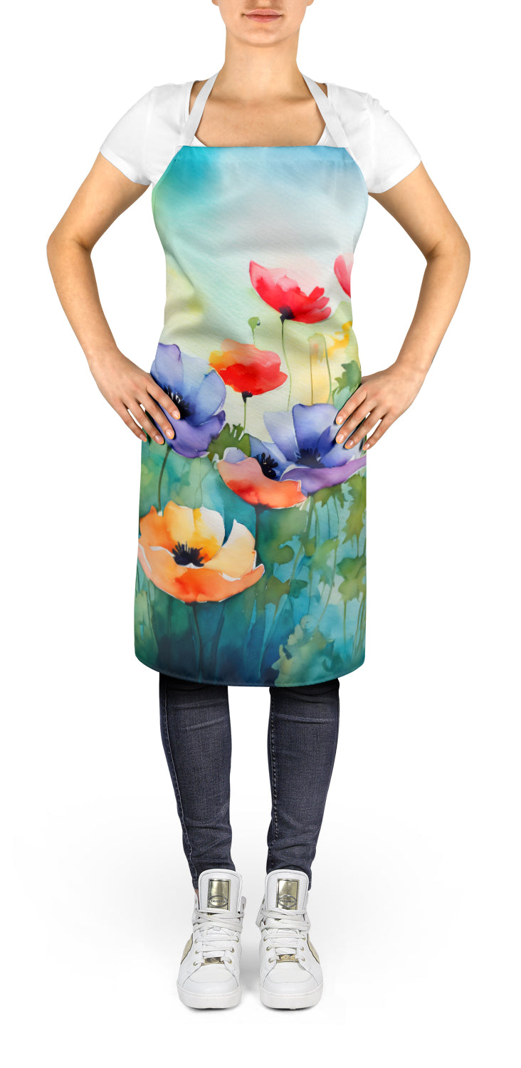 Anemones in Watercolor Apron