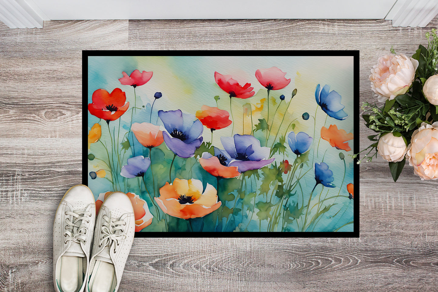 Anemones in Watercolor Doormat