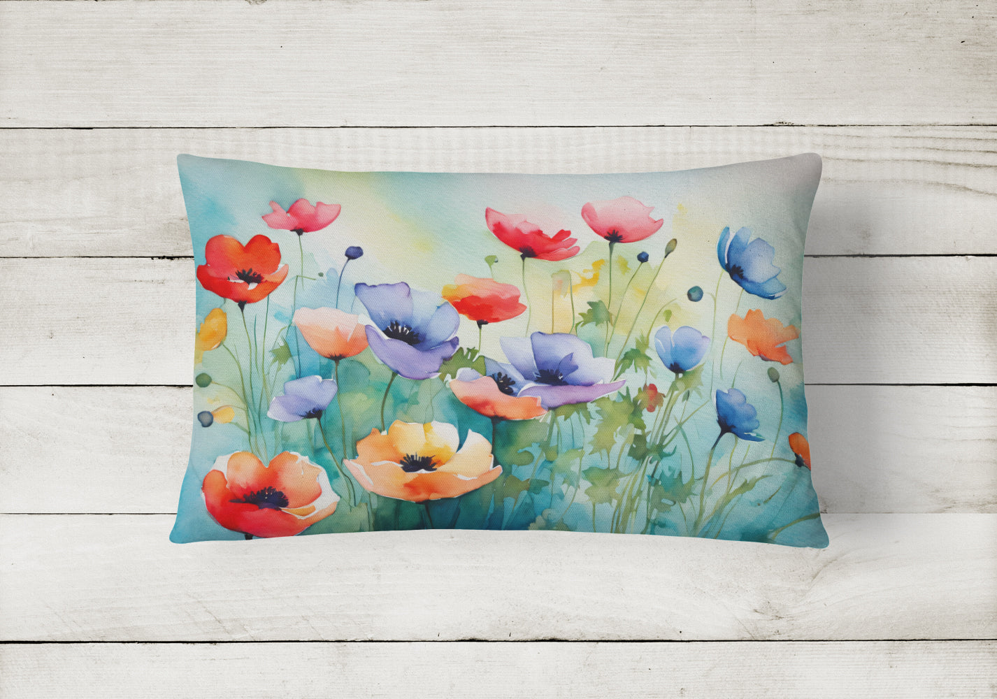 Anemones in Watercolor Throw Pillow