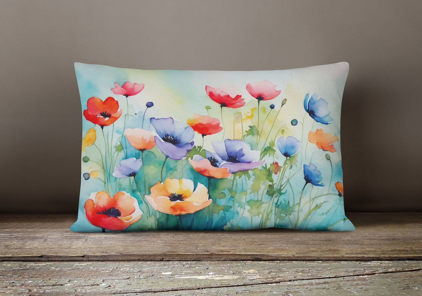 Anemones in Watercolor Throw Pillow