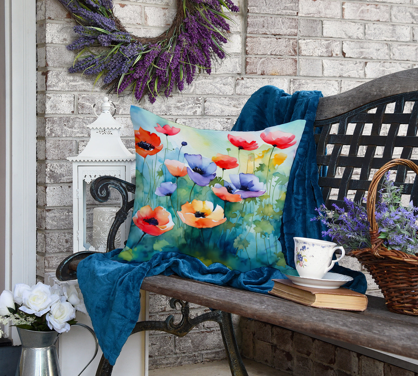 Anemones in Watercolor Throw Pillow