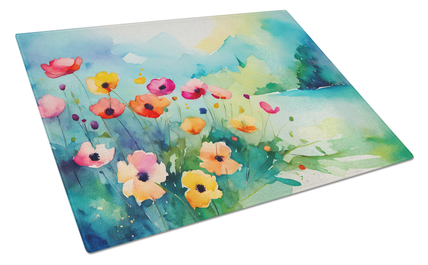 Buy this Anemones in Watercolor Glass Cutting Board