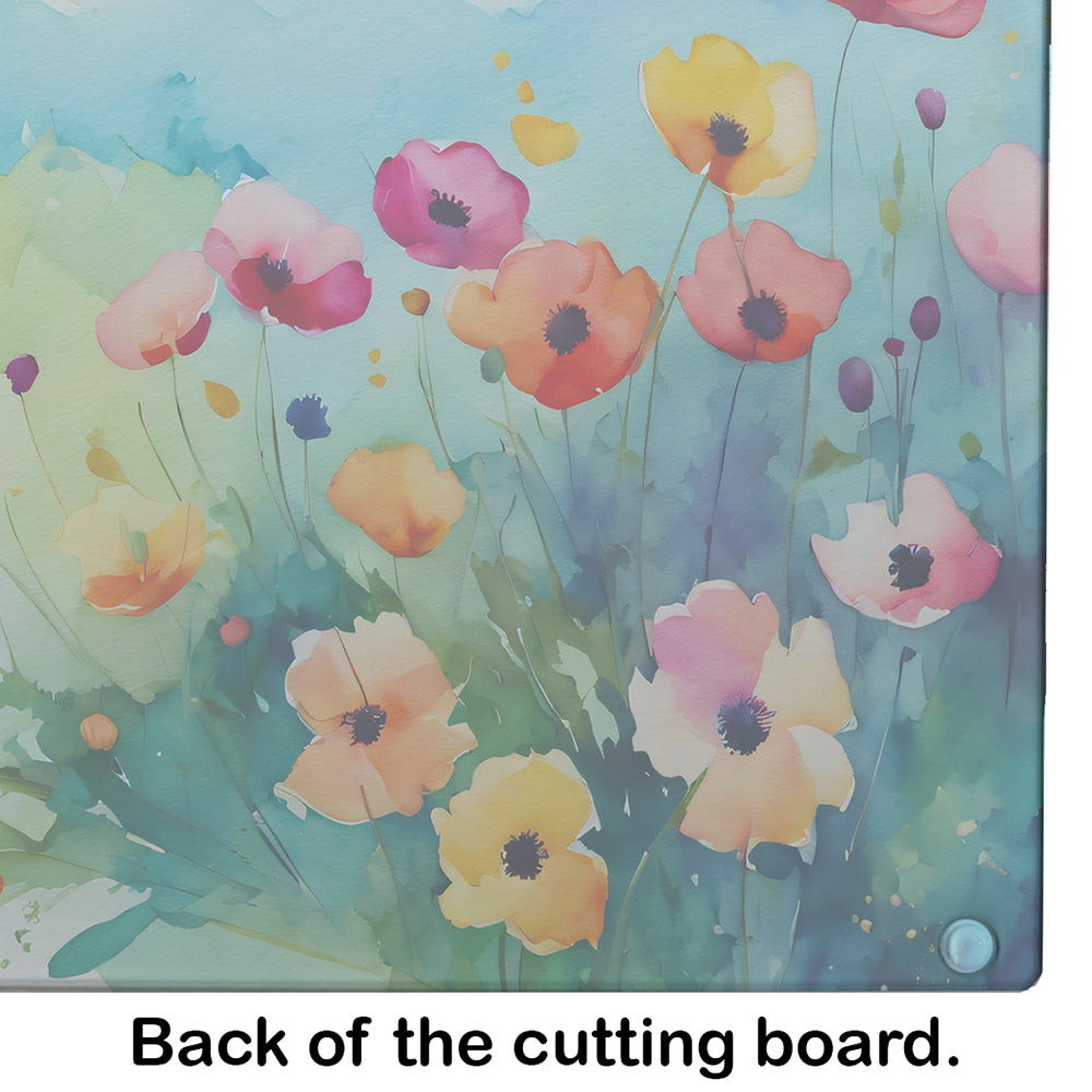 Anemones in Watercolor Glass Cutting Board