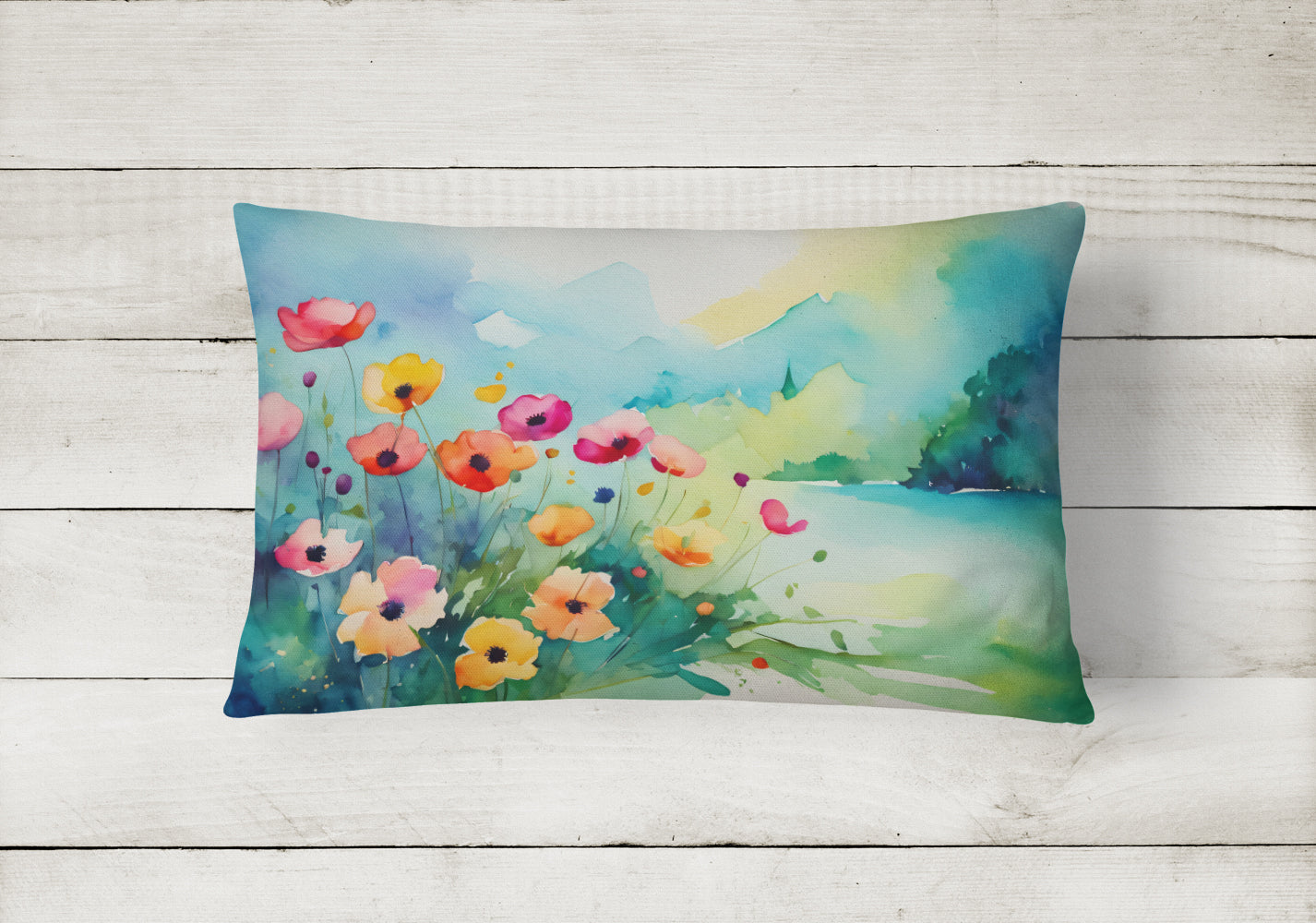 Anemones in Watercolor Throw Pillow