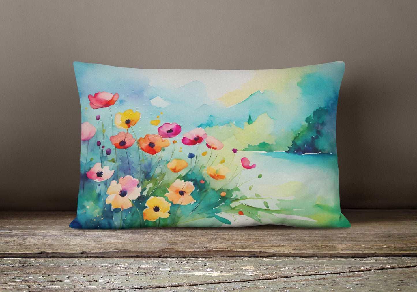 Anemones in Watercolor Throw Pillow