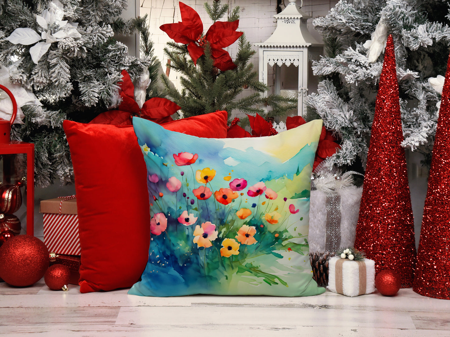 Anemones in Watercolor Throw Pillow