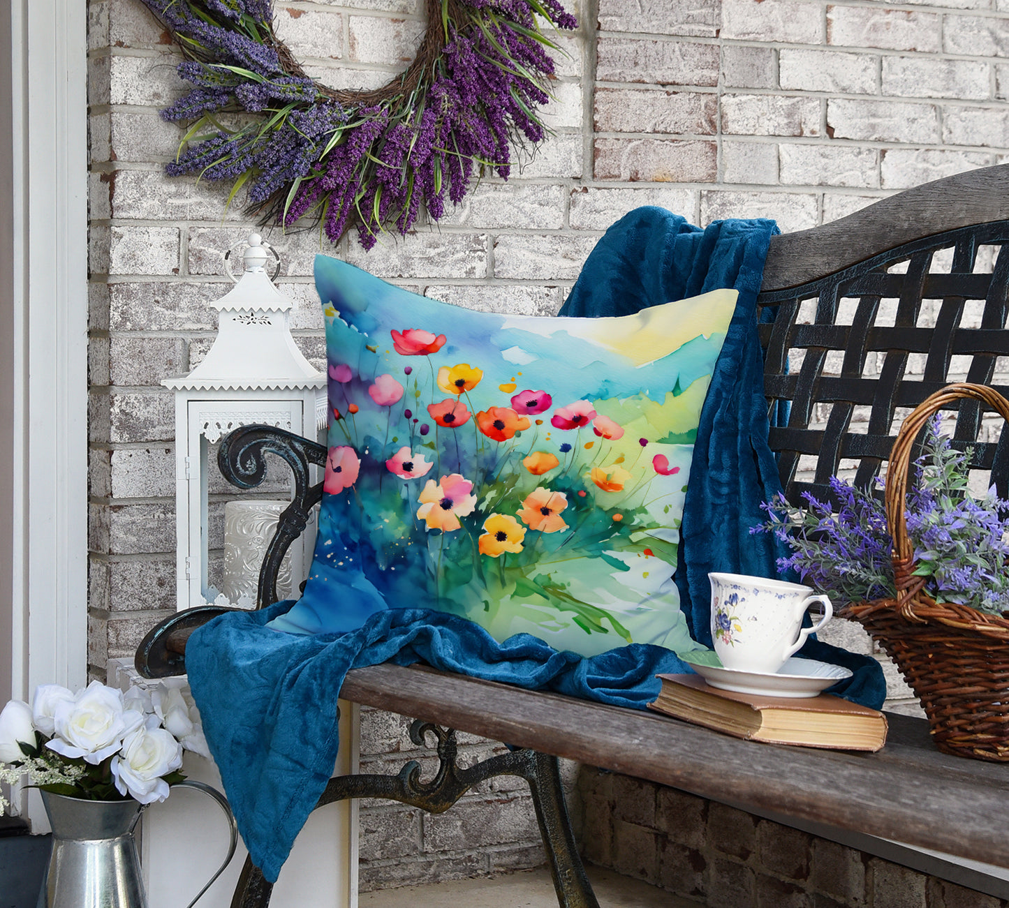 Anemones in Watercolor Throw Pillow