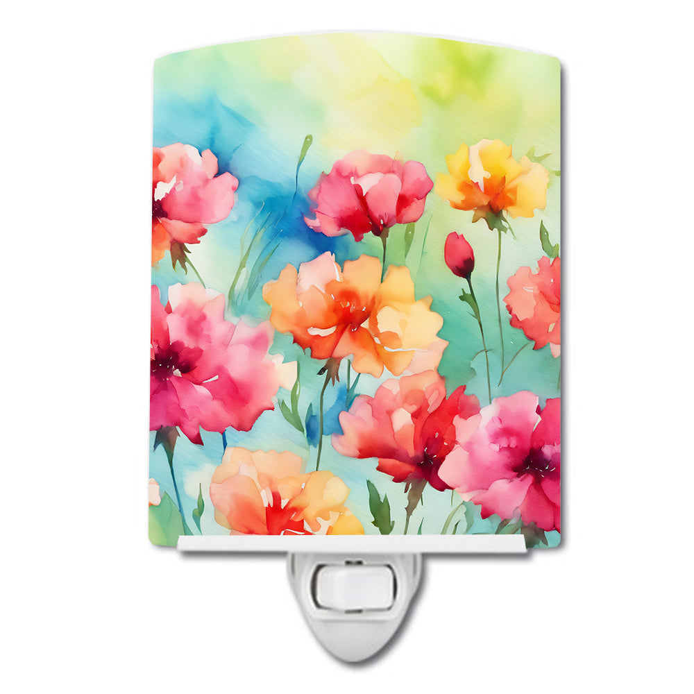 Buy this Carnations in Watercolor Ceramic Night Light