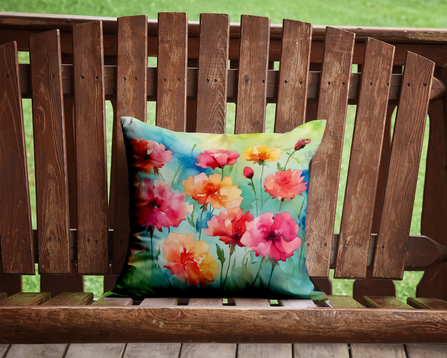 Carnations in Watercolor Throw Pillow