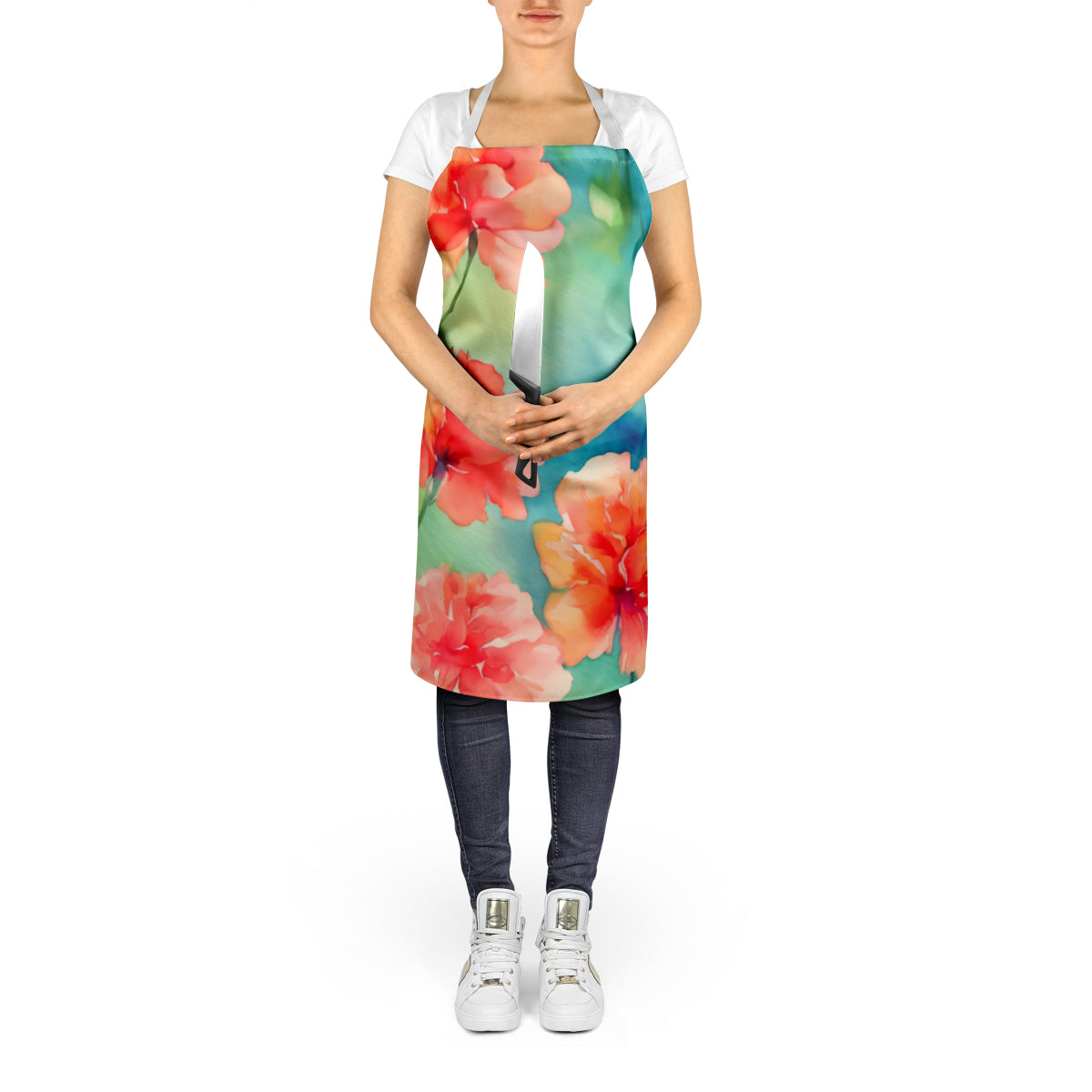 Carnations in Watercolor Apron