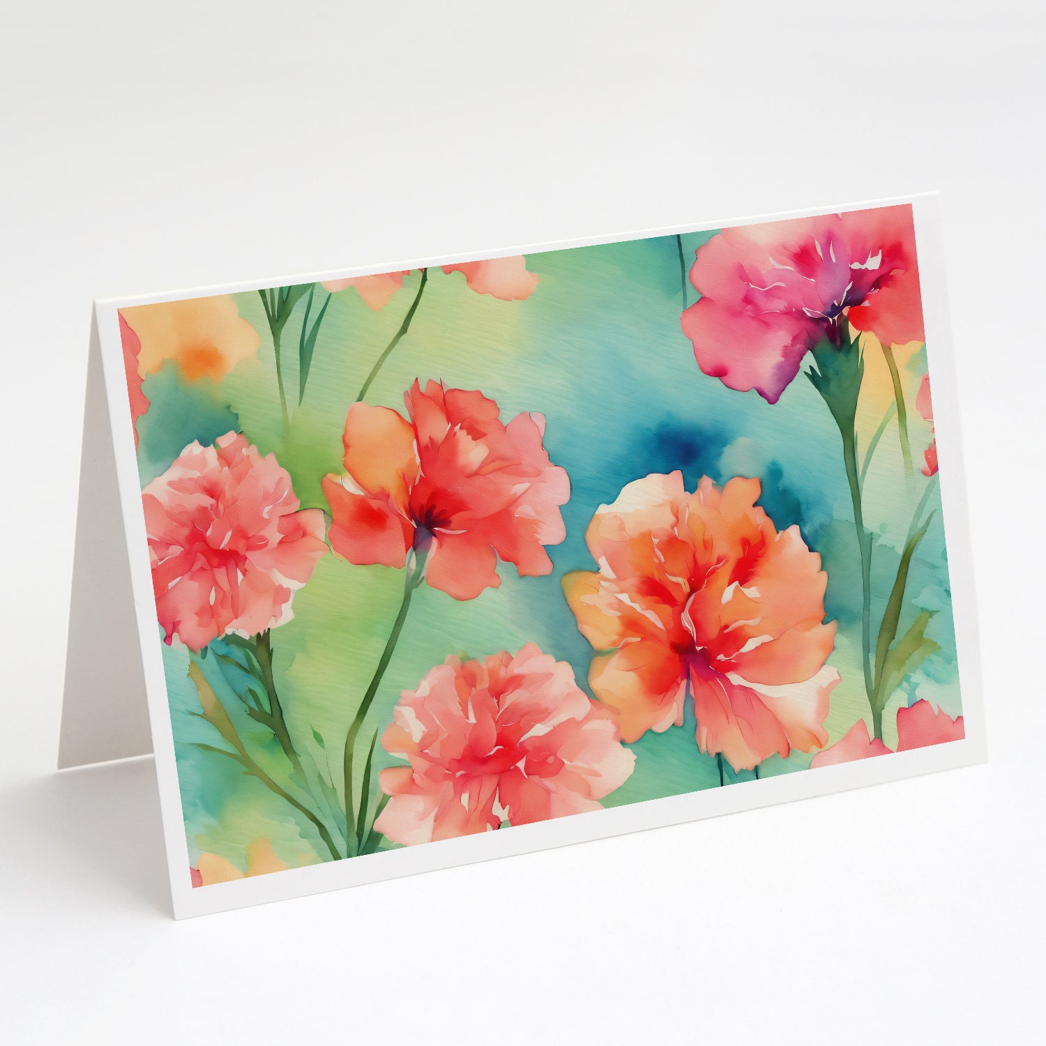 Buy this Carnations in Watercolor Greeting Cards Pack of 8