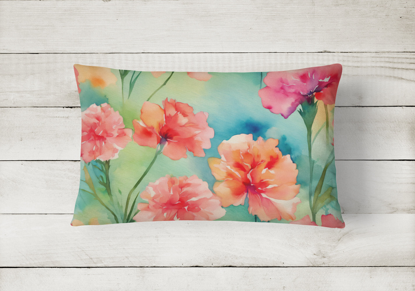 Carnations in Watercolor Throw Pillow