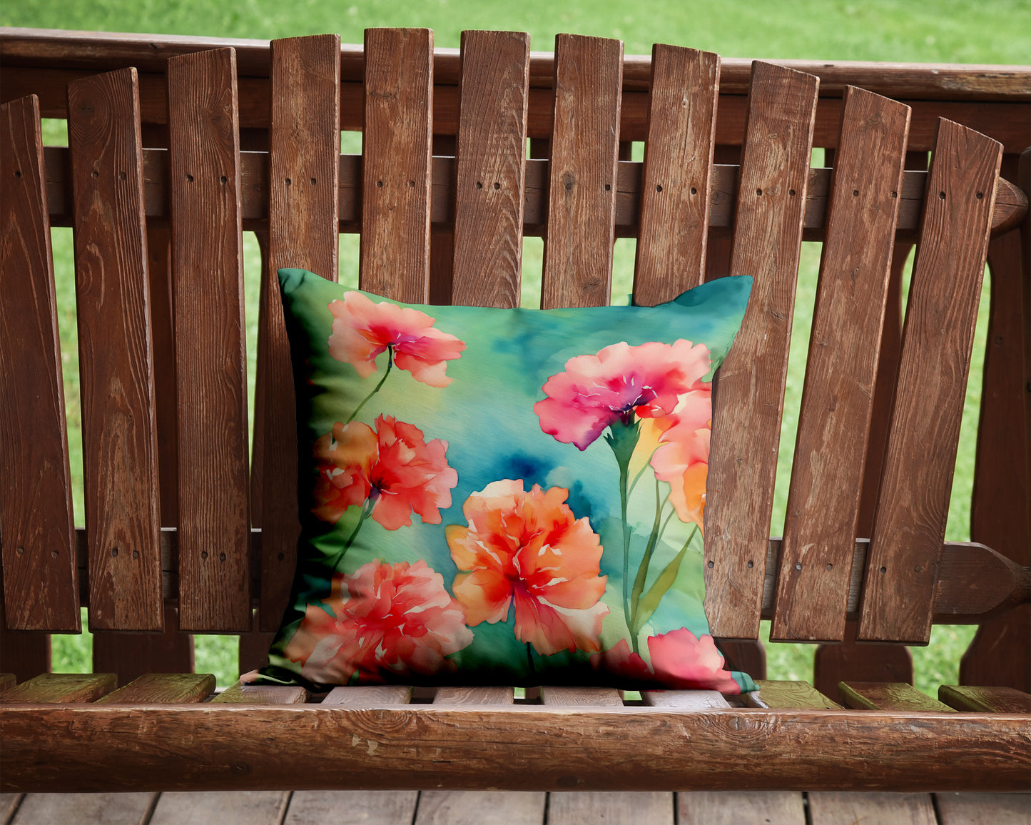 Carnations in Watercolor Throw Pillow