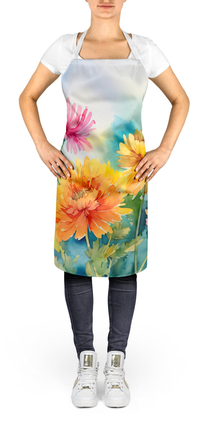 Chrysanthemums in Watercolor Apron