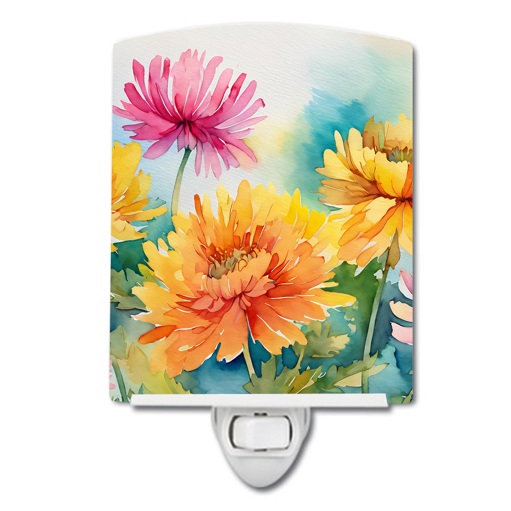 Buy this Chrysanthemums in Watercolor Ceramic Night Light