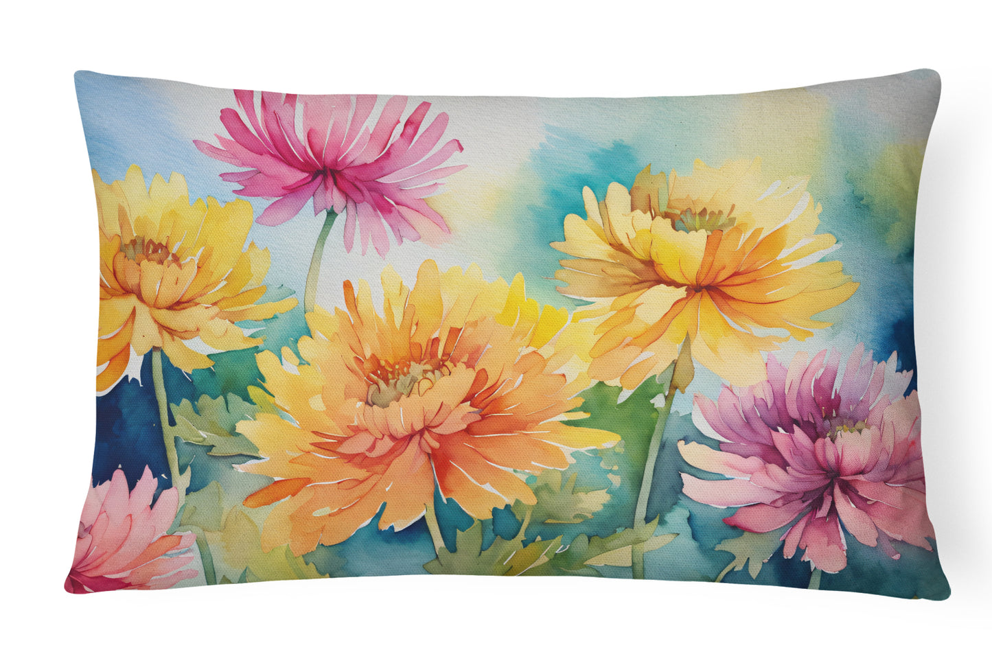 Buy this Chrysanthemums in Watercolor Throw Pillow