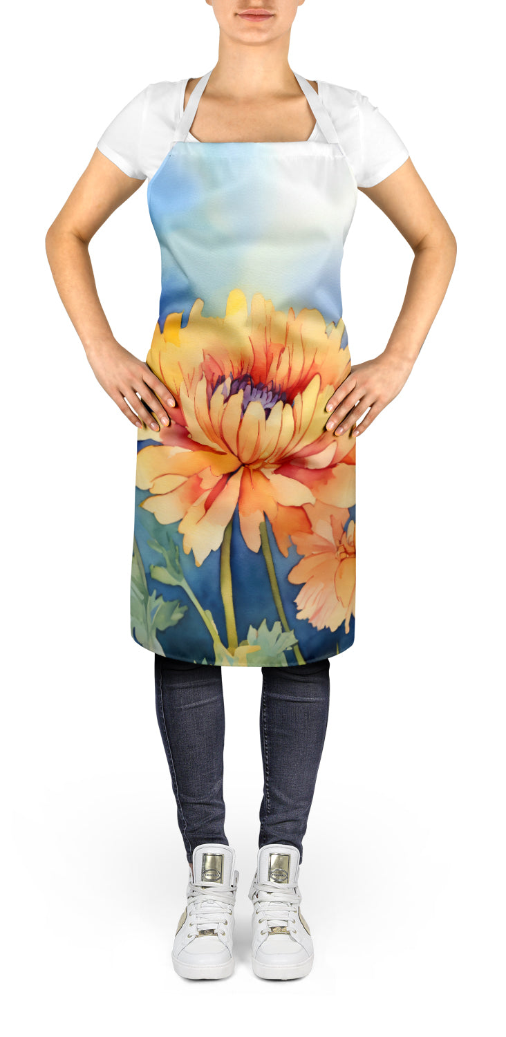 Chrysanthemums in Watercolor Apron