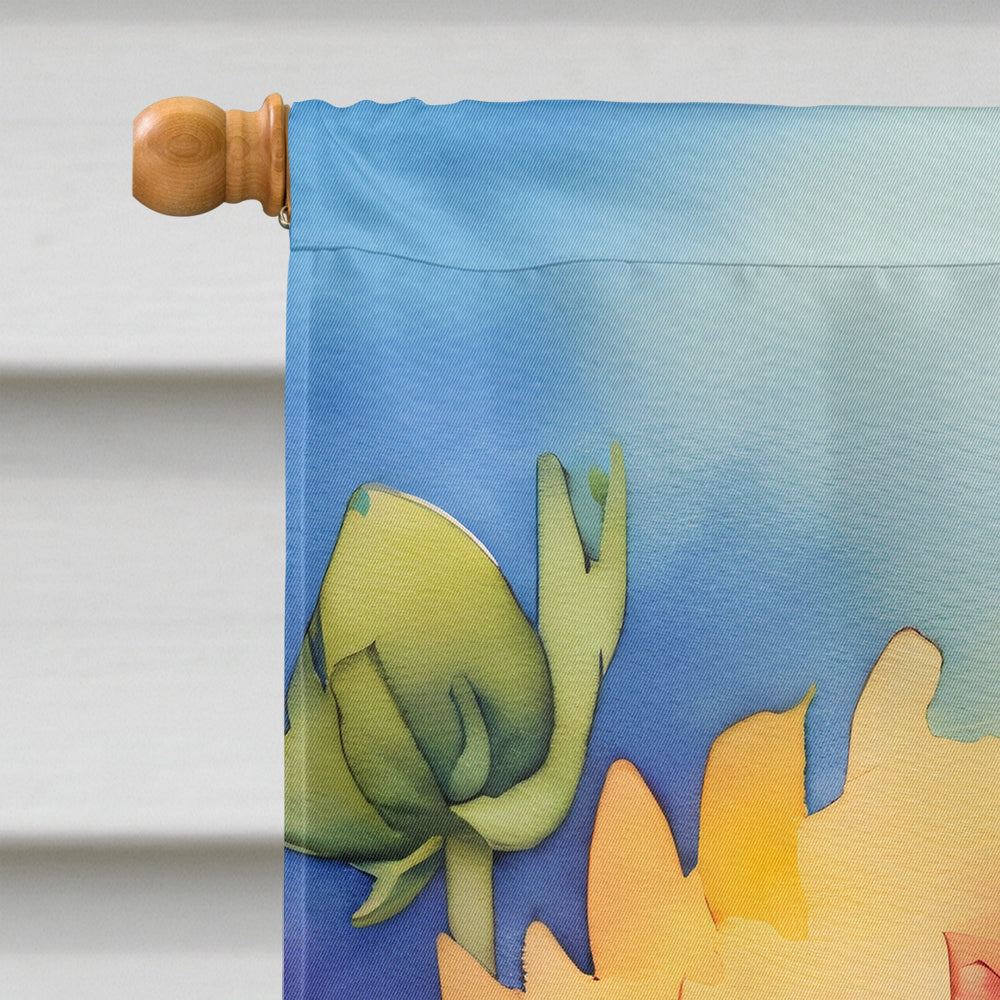 Chrysanthemums in Watercolor House Flag