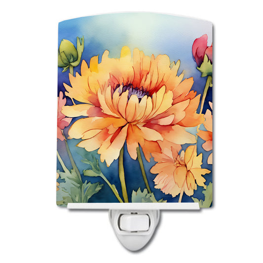 Buy this Chrysanthemums in Watercolor Ceramic Night Light