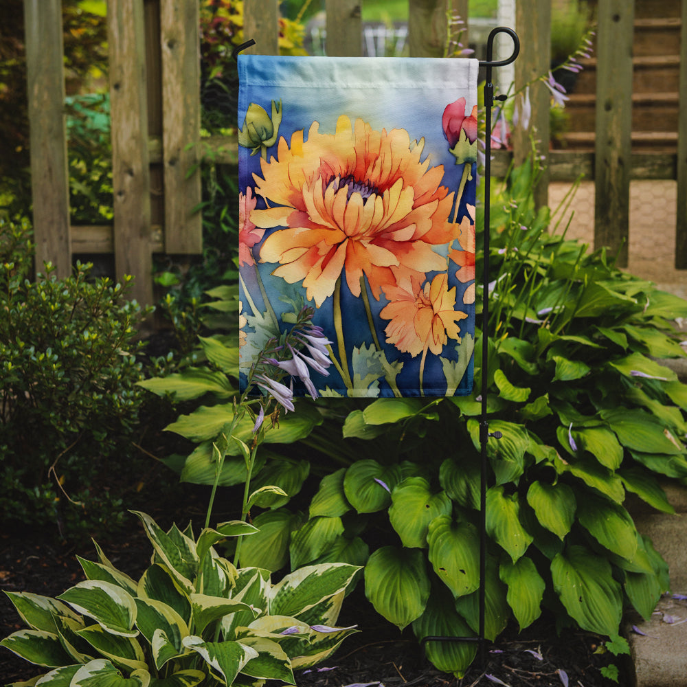 Chrysanthemums in Watercolor Garden Flag