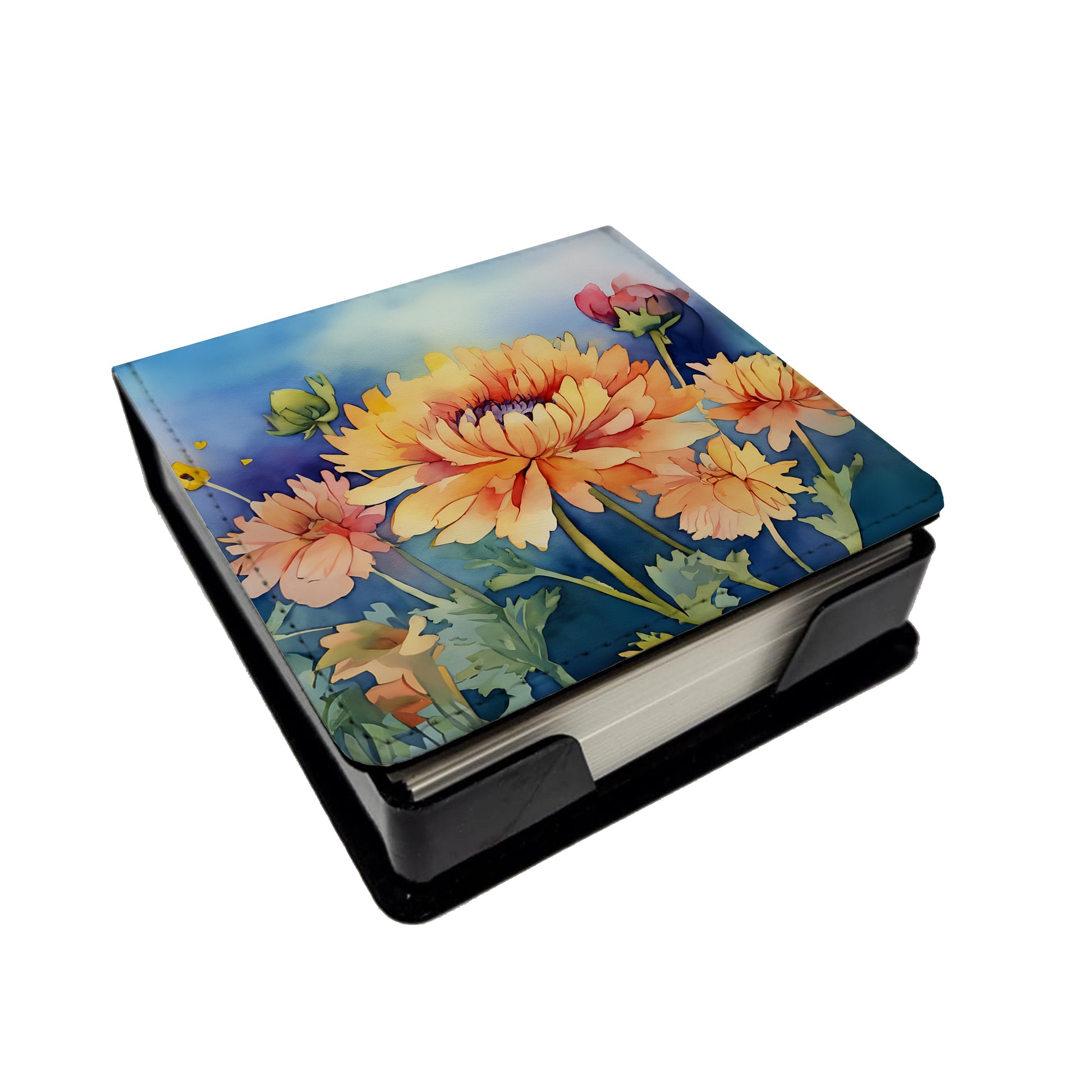 Buy this Chrysanthemums in Watercolor PU Leather Note Paper Holder