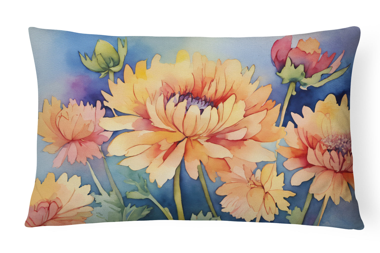 Buy this Chrysanthemums in Watercolor Throw Pillow