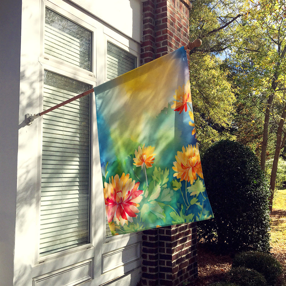 Chrysanthemums in Watercolor House Flag