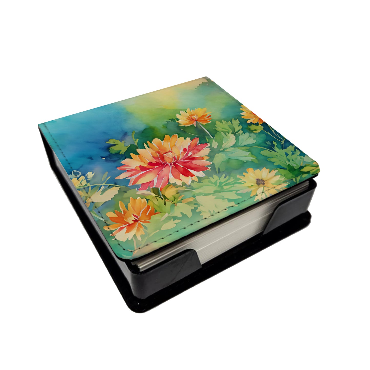 Buy this Chrysanthemums in Watercolor PU Leather Note Paper Holder